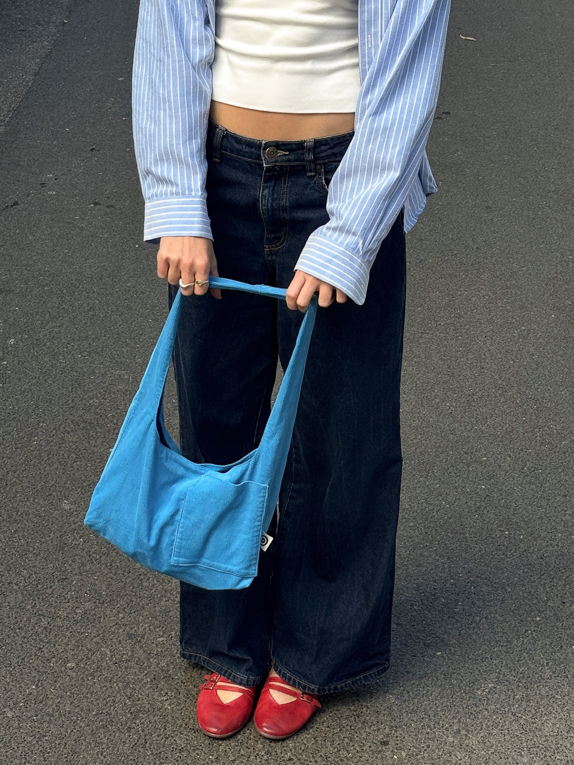 Corduroy Shoulder Bag in Blue