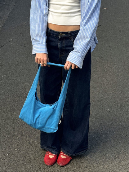 Corduroy Shoulder Bag in Blue